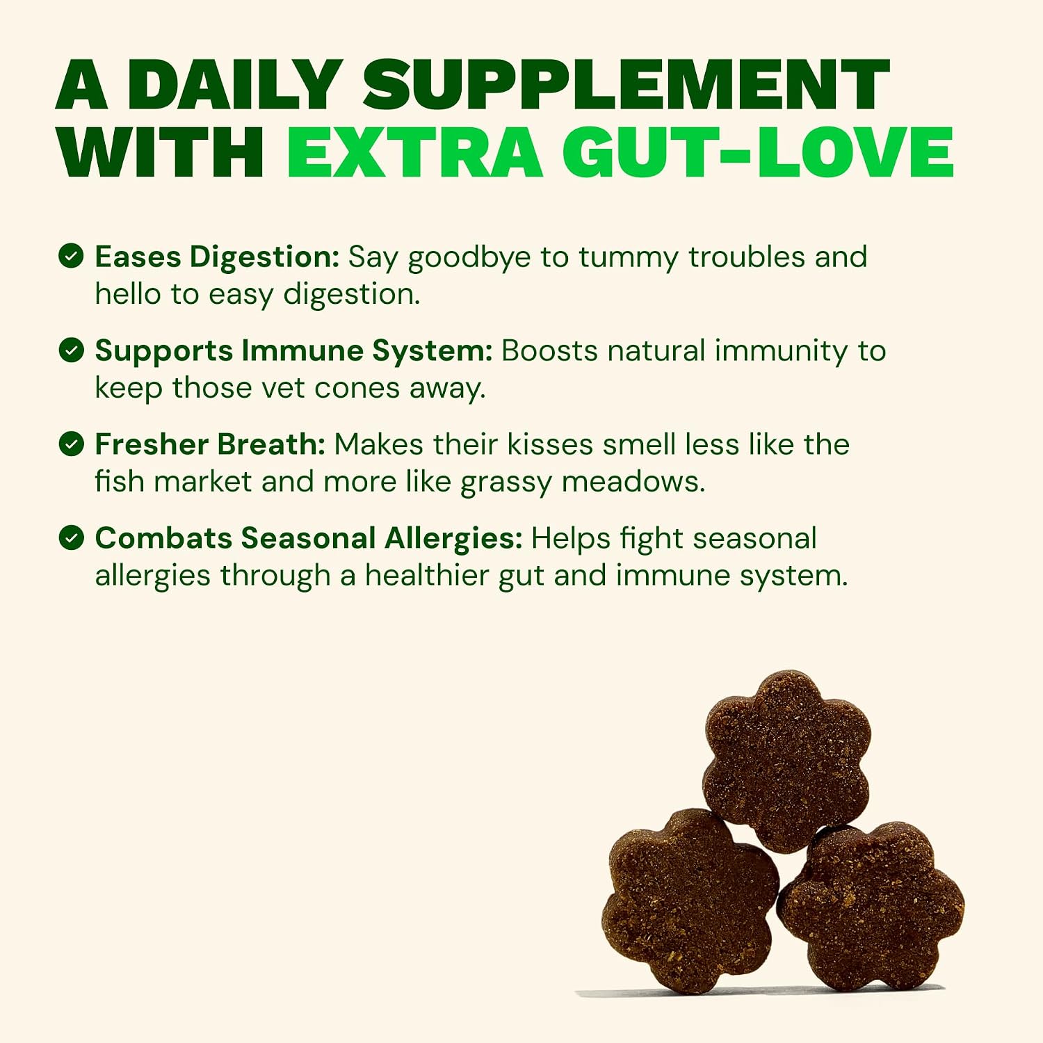 Get Joy Digestion Chews - Suplemento digestivo para perros con prebióticos, probióticos y posbióticos, 90 masticables