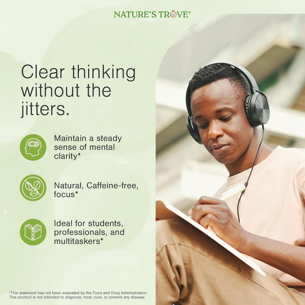 Nature's Trove L-Teanina 200mg – 365 Cápsulas Vegetarianas (Súper Tamaño)
