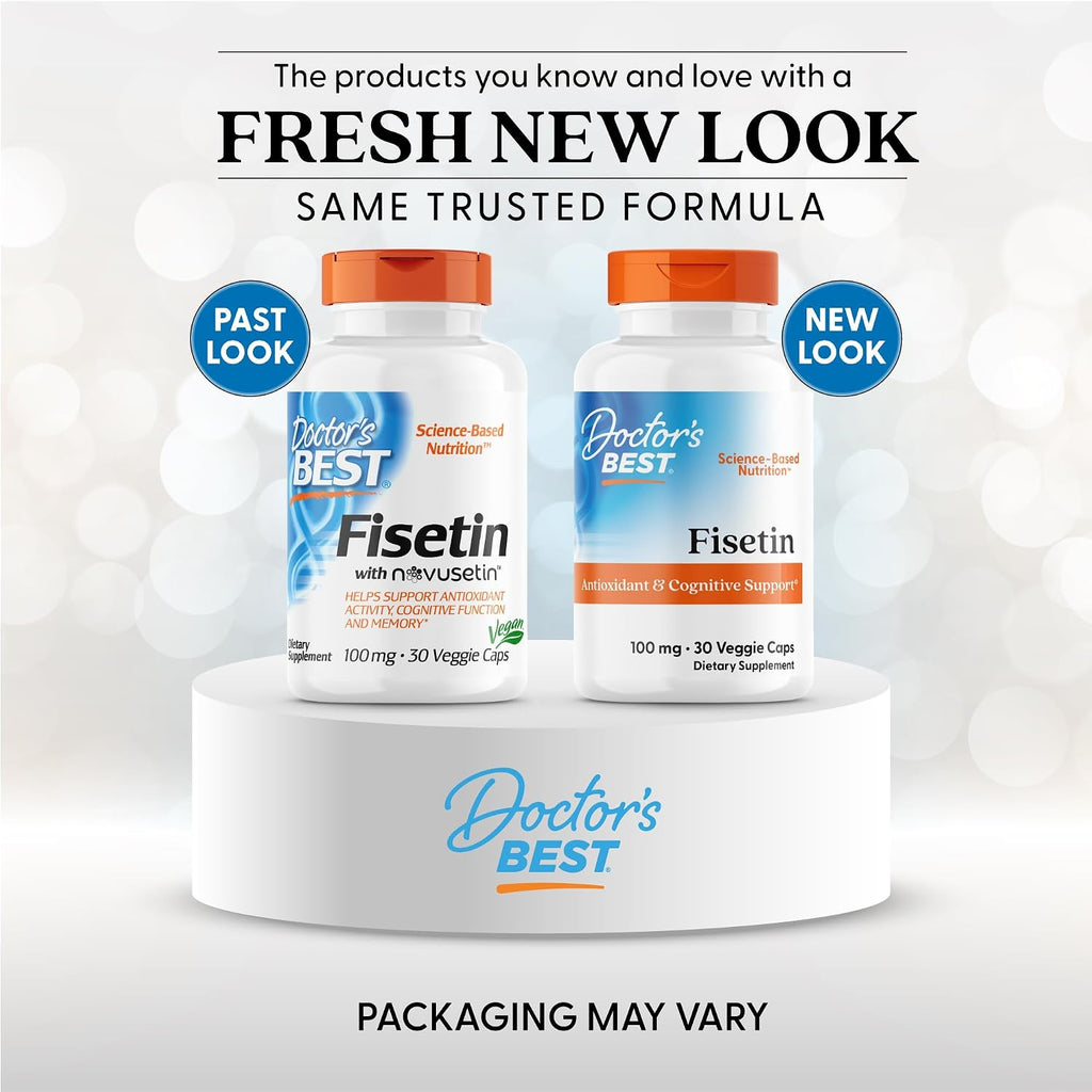 Doctor's Best Fisetin 100 mg – 30 Cápsulas Veganas – Salud Cerebral y Apoyo Antioxidante