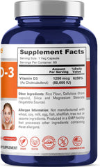 NusaPure Vitamina D3 50.000 IU 90 Cápsulas Veganas (No-GMO)