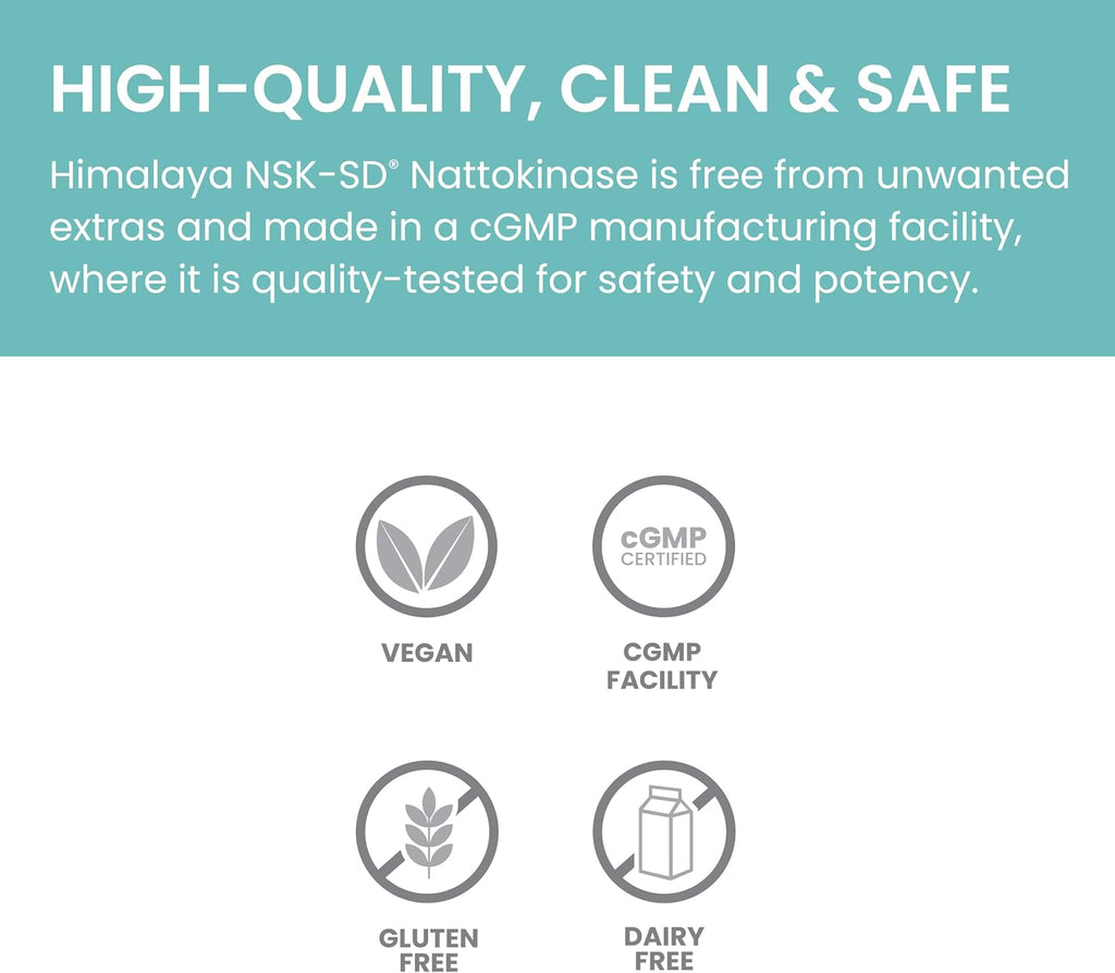 Himalaya NSK-SD Nattokinasa, Suplemento Alimenticio para una Circulación Saludable, Vegano, Sin Gluten, Extracto de Natto, 100 mg, 60 Cápsulas