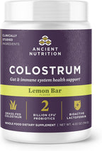 Ancient Nutrition Colostrum Superfood Powder, Calostro Bovino de Pasto, Lactoferrina y Probióticos, Sabor Limón, 60 Porciones