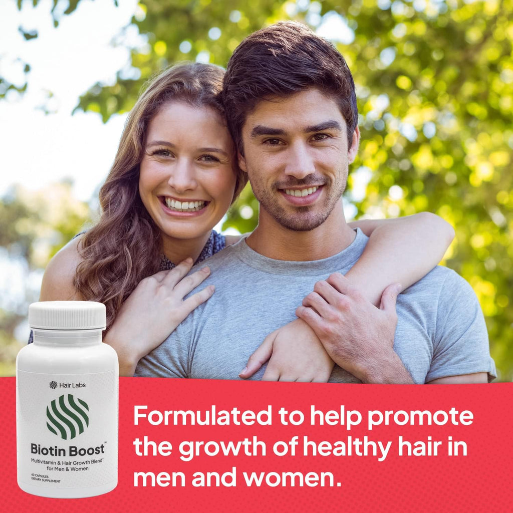 Hair Labs Biotina Boost - Suplemento de Biotina 5000 mcg con Ashwagandha y Keratina - 60 Cápsulas
