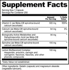 NutriBiotic Meta-C Cápsulas, 500 mg Vitamina C con Espirulina y Bioflavonoides, 250 Unidades