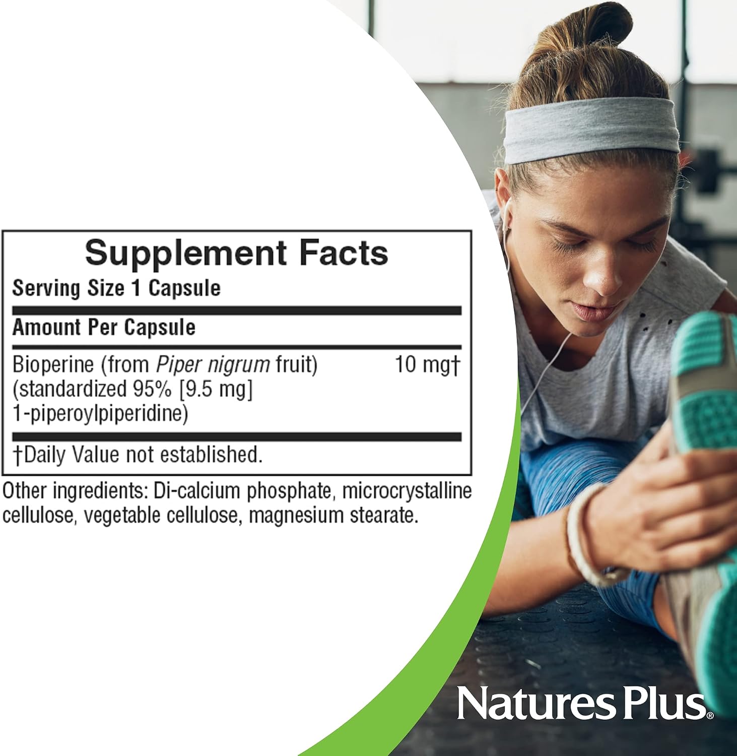 NaturesPlus Bioperine 10 (90 Cápsulas) – Extracto de Pimienta Negra para la Absorción de Nutrientes