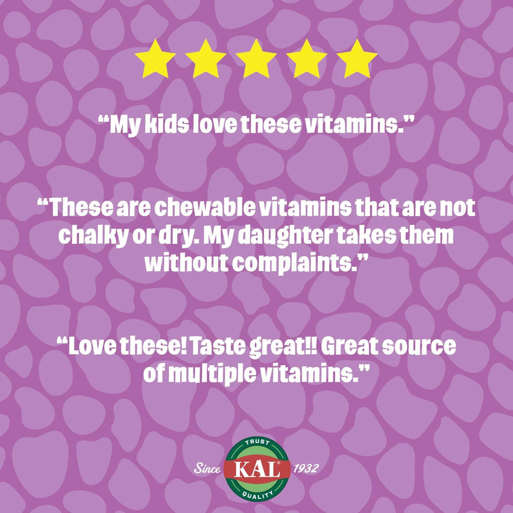 KAL MultiSaurus Multivitamínico Infantil Masticable - 90 Comprimidos con 22 Vitaminas y Minerales