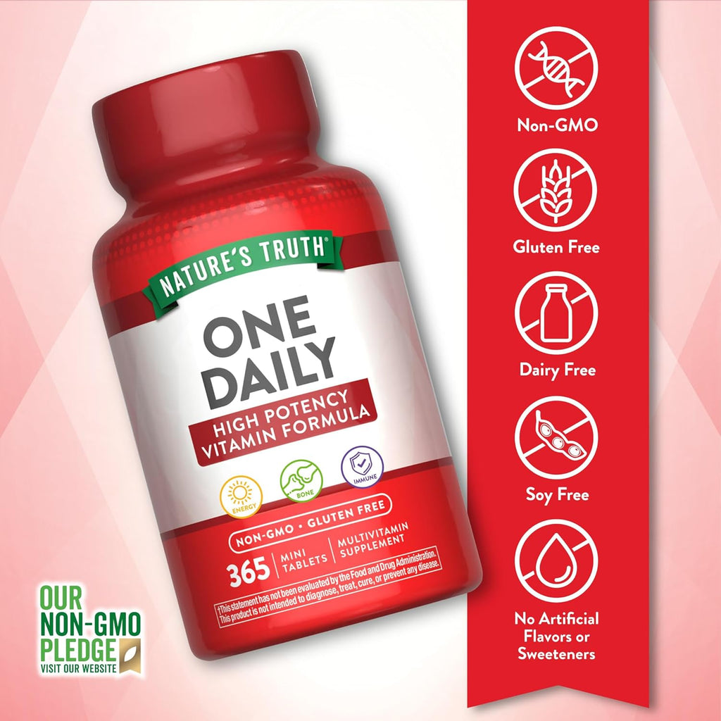 Nature's Truth Multivitamínico Diario para Hombres y Mujeres | 365 Comprimidos Mini | Sin Gluten y Non-GMO