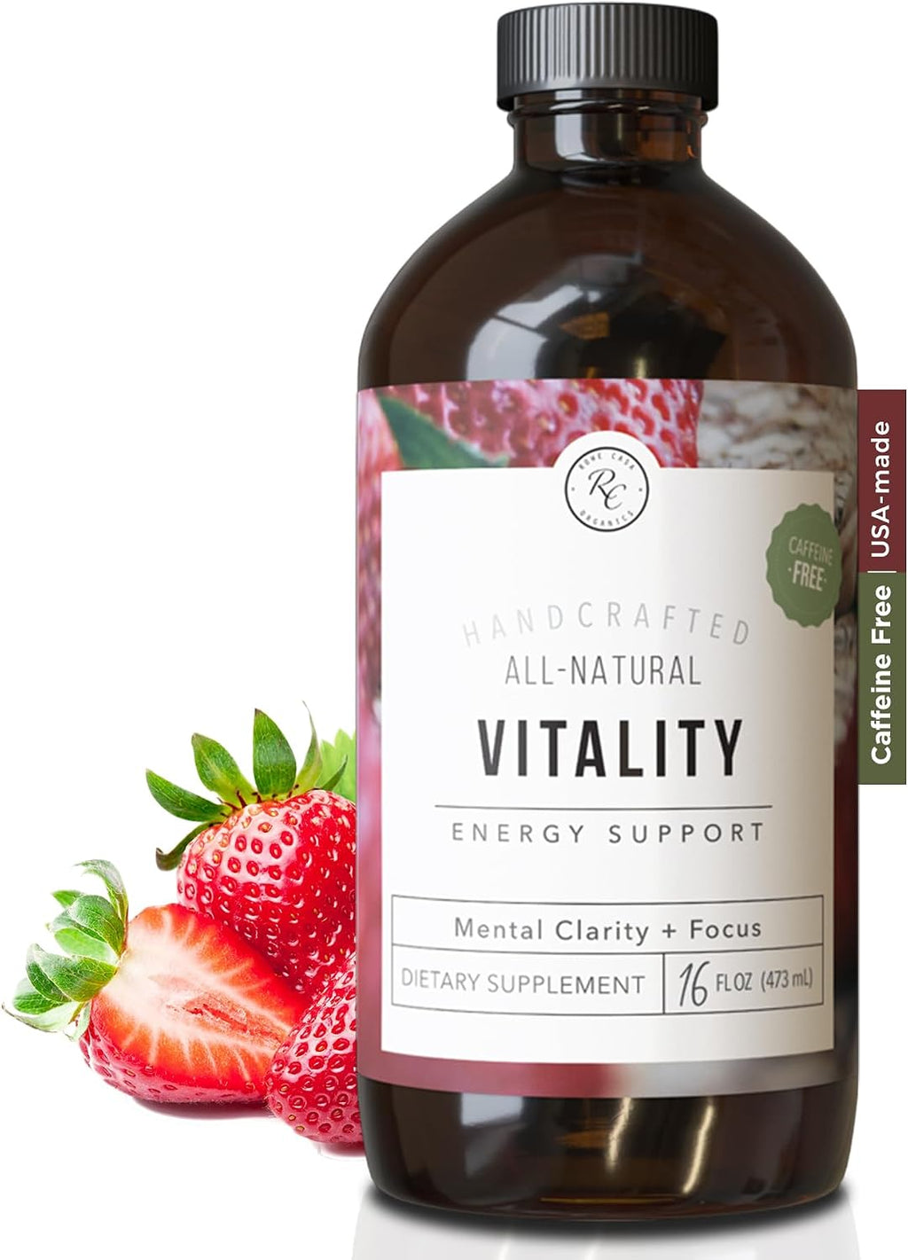 Rowe Casa Organics Vitality Energy Support – Suplemento Líquido de Energía con Guaraná y Rodiola – 473 ml