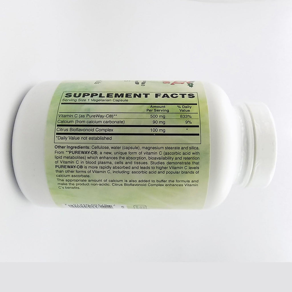 Holly Hill Health Foods, PureWay-C 500 mg con 100 mg de Bioflavonoides, Tamponada, 240 Cápsulas Vegetarianas (8 Meses de Suministro)