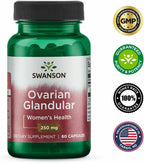 Swanson Ovarian Glandular - Complemento para la Salud Glandular Femenina - 2 Frascos de 60 Cápsulas (250 mg cada una)
