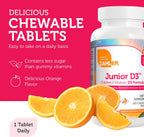 Zahler Junior D3 Vitamins 1000 IU - Vitamina D3 masticable para niños, sabor naranja, 250 comprimidos