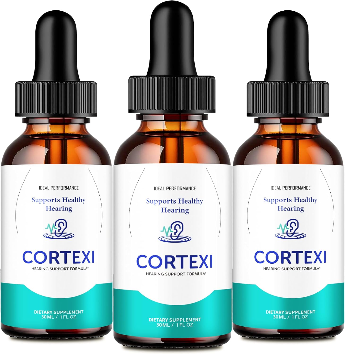 IDEAL PERFORMANCE Cortexi Gotas para el Apoyo Auditivo - Suplemento Líquido de Máxima Potencia (Pack de 3)