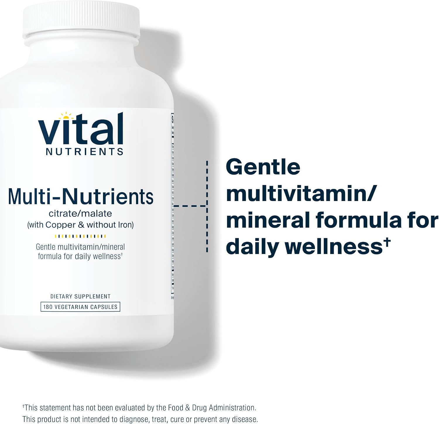 Vital Nutrients Multi-Nutrients 2 - Citrate/Malate Formula (with Copper and no Iron) - Multivitamin and Mineral with Antioxidants - 180 Vegetarian Capsules