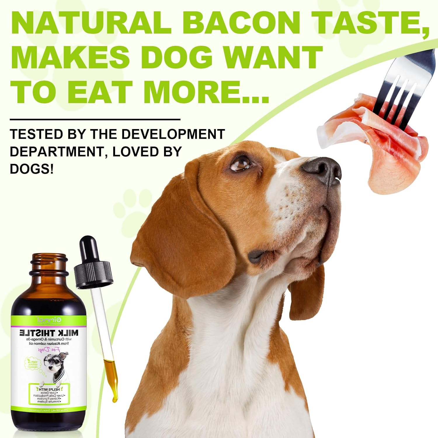 Gotas de Cardo Mariano para Perros - ALIVO - Apoyo Hepático con Curcumina y Omega 3, Sabor Bacon (59 ml)