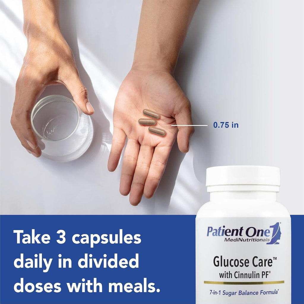 Patient One Glucose Care | Suplemento para el Apoyo Metabólico, Cardiovascular y Pancreático | con Cromo, Vitaminas B, Canela y Más | 120 Cápsulas