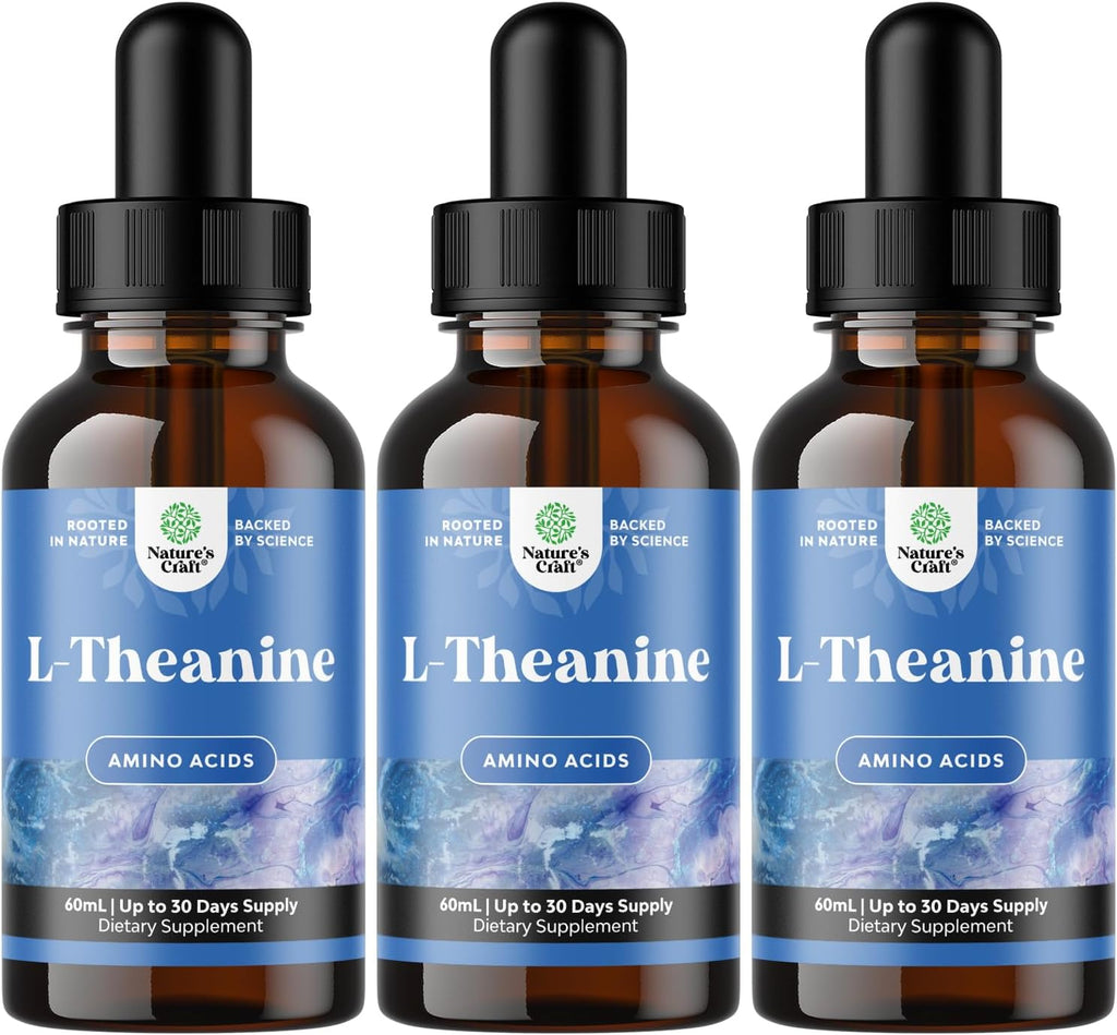 Gotas Líquidas de L-Theanina de Alta Absorción - Suplemento Nootrópico con 200mg de L-Theanina y Extractor de Manzanilla para Concentración y Relajación en Adultos y Niños - 60 ml