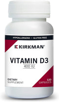 Kirkman Vitamina D-3 400 UI Cápsulas Hipoalergénicas, 120 Cápsulas