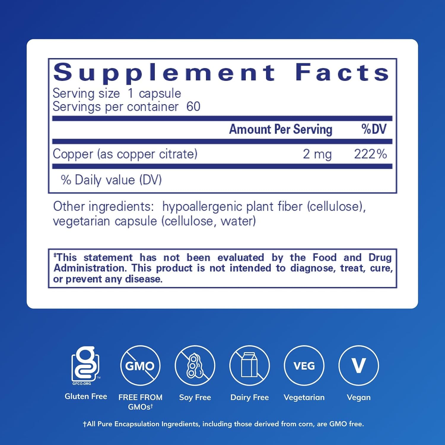 Pure Encapsulations Copper (Citrate) - 60 Capsules