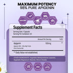 BOSCENT Suplemento de Apigenina 100 mg | 98% Altamente Purificado | Apigenina para Sueño, Ánimo, Cognición y Relajación | No-GMO, Sin Rellenos - 60 Cápsulas