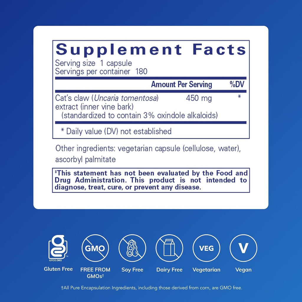 Pure Encapsulations Uña de Gato | 180 Cápsulas