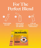 Neutonic Mezcla Nootrópica en Polvo Sabor Peach Mango | 16 Sticks | Sin Cafeína, Sin Azúcar | Apoyo a la Memoria, Concentración y Función Cognitiva