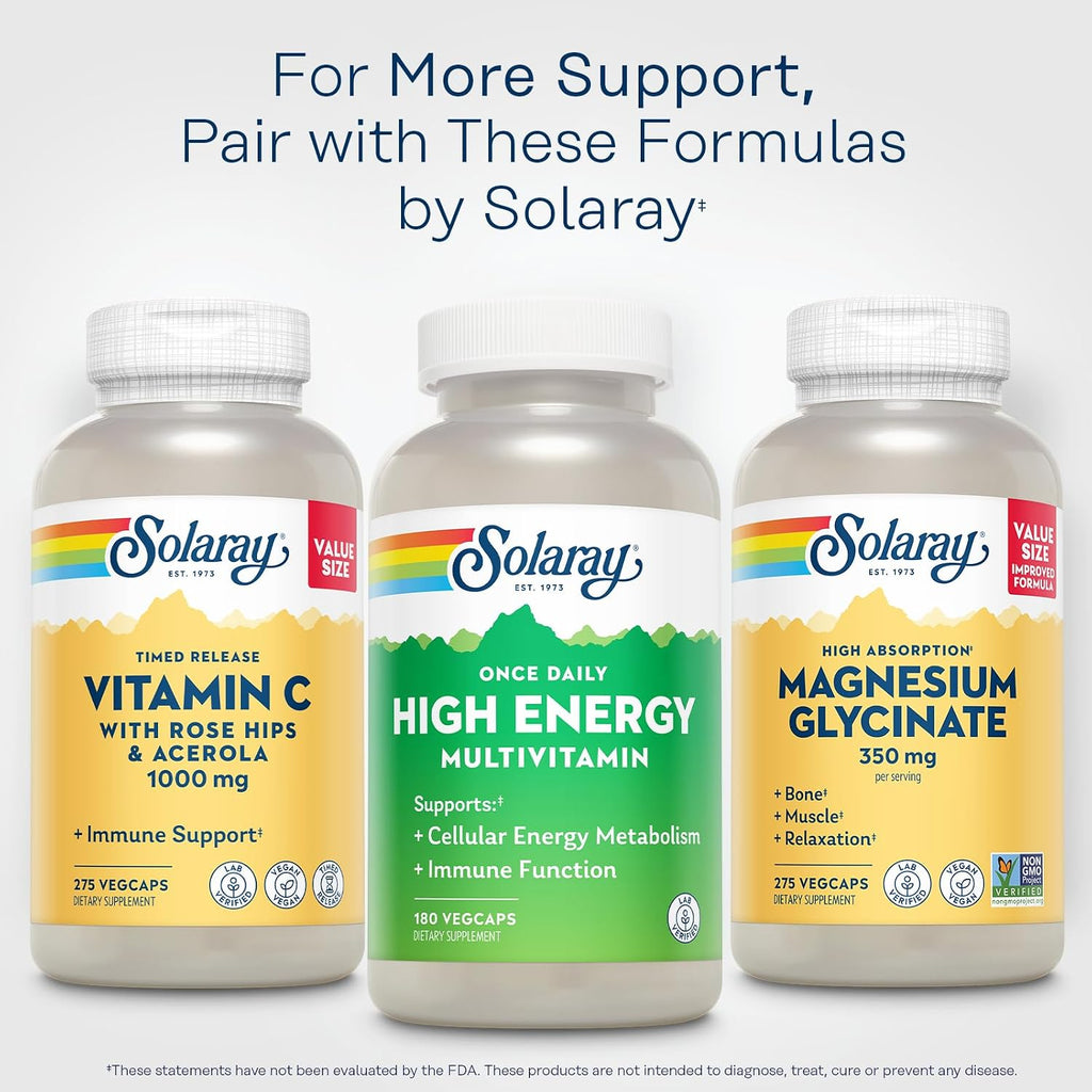 SOLARAY Once Daily Multivitamínico de Alta Energía para Mujeres y Hombres - con Vitamina C, D y Base de Hierbas y Alimentos Integrales - 180 Cápsulas