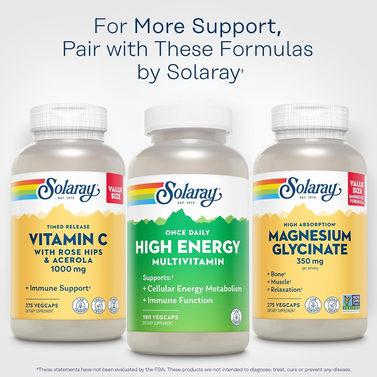 SOLARAY Once Daily Multivitamínico de Alta Energía para Mujeres y Hombres - con Vitamina C, D y Base de Hierbas y Alimentos Integrales - 180 Cápsulas