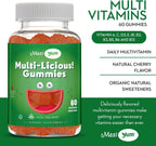 Maxi Health Multivitamin Gummies - Gomitas Multivitamínicas Sabor Cereza - 60 Gomitas para Adultos y Niños