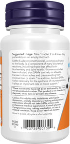 SAMe (S-Adenosil-L-Metionina) 400 mg, 30 Comprimidos - NOW Foods