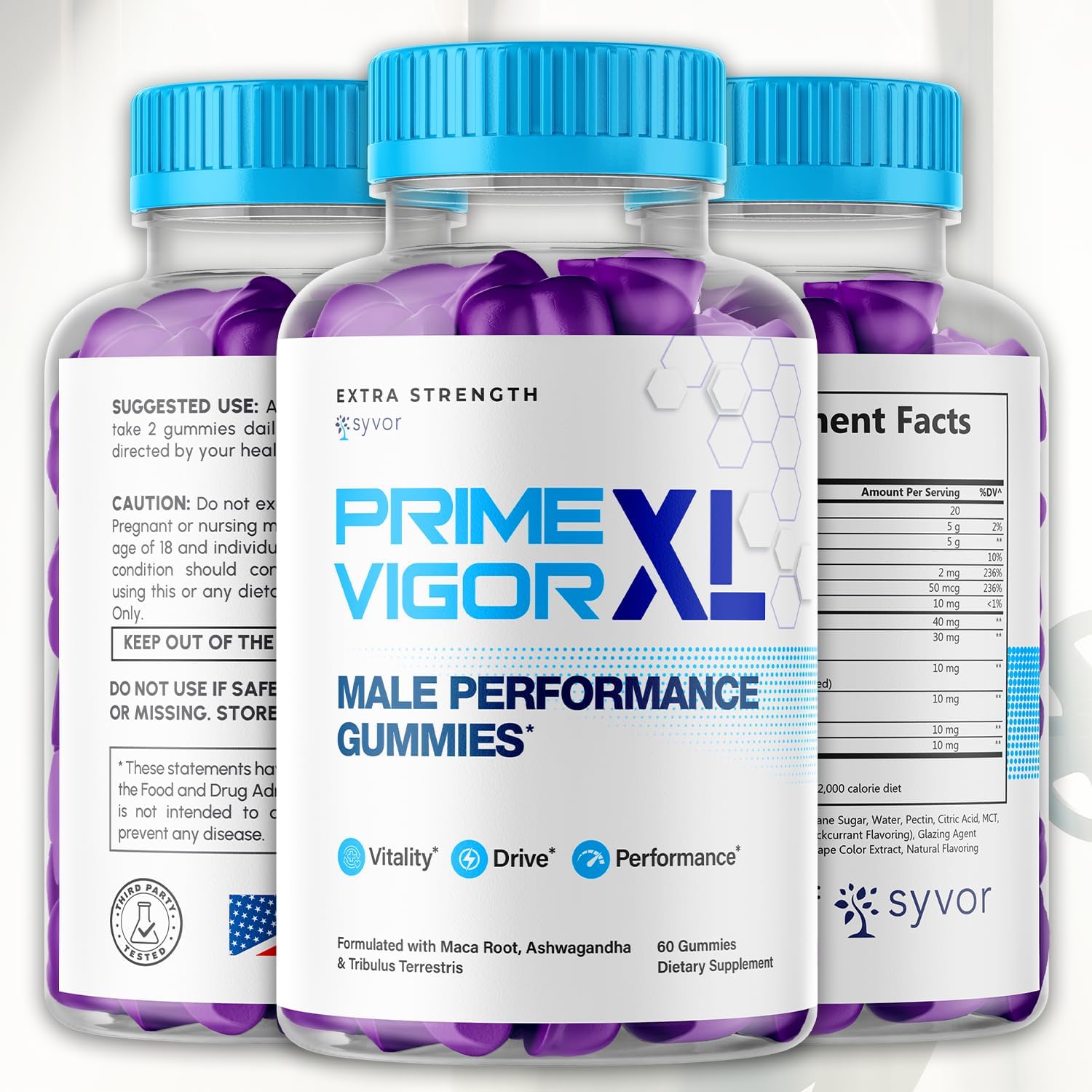 Prime Vigor XL Gummies, Máxima Potencia 1000 mg, Fórmula Avanzada Natural, Gomitas (5 Paquetes, 300 Gomitas)