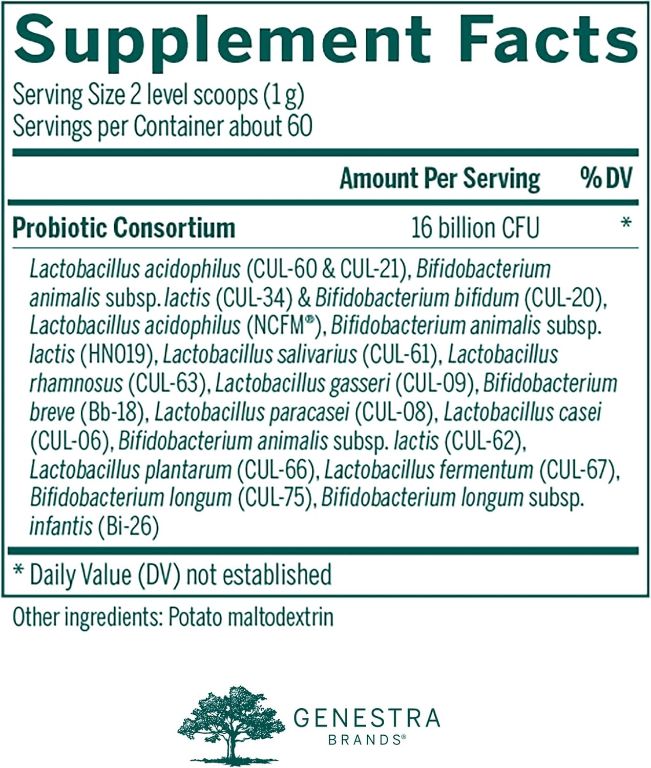 Genestra Brands HMF Multi Strain Powder | Apoyo gastrointestinal, confort abdominal y microflora saludable | 2.1 oz (59 g)
