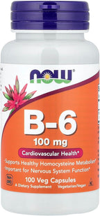NOW Foods B-6 100 mg, 100 cápsulas