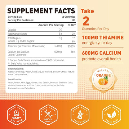 Joywiit Gomitas de Vitamina B1 100mg con Calcio (120 Gomitas) – Image 2