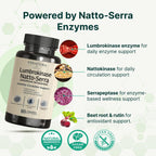 VINATURA Lumbrokinase Serrapeptase Nattokinase - 2000 FU, Enzimas para la Circulación Sanguínea, 60 Cápsulas