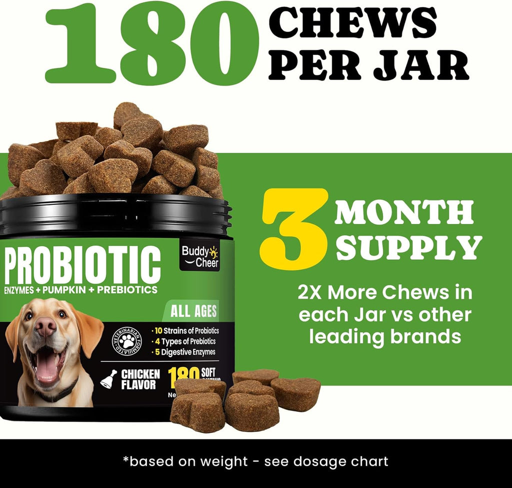 BuddyCheer Probióticos para Perros – 180 Masticables