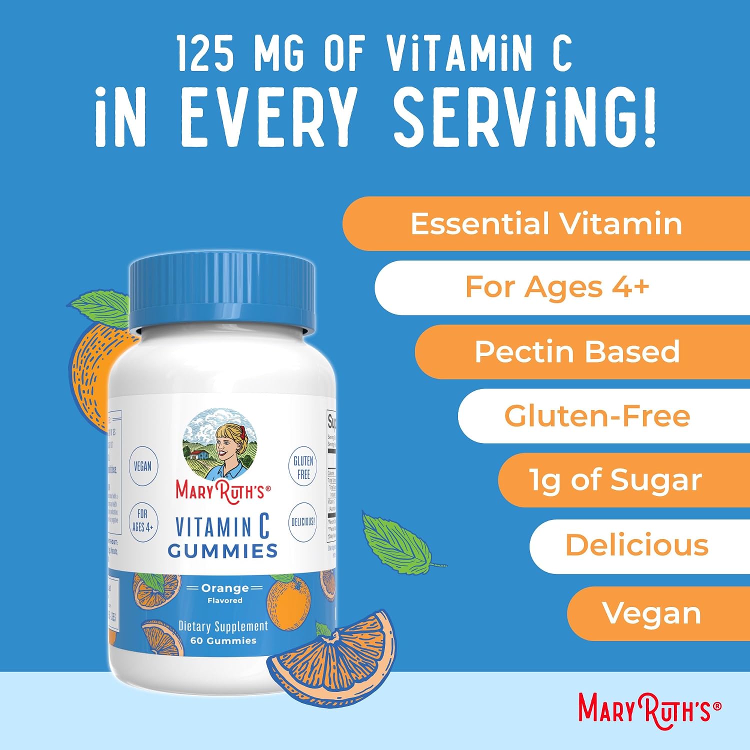 MaryRuth Organics Gomitas de Vitamina C Veganas - 60 Gomitas