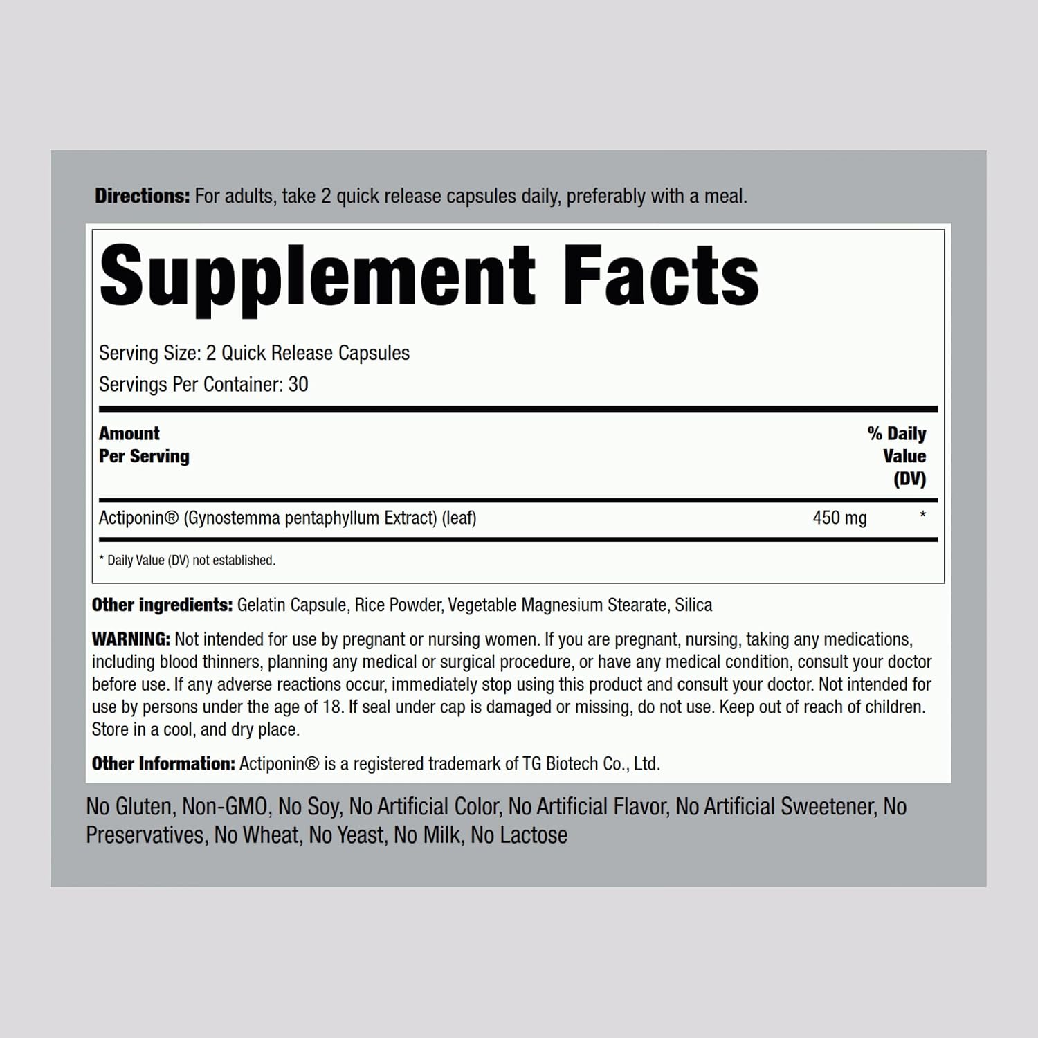 Piping Rock Activador Metabólico AMPK | 450 mg | 60 Cápsulas | Actiponin® | Extracto de Gynostemma Pentaphyllum