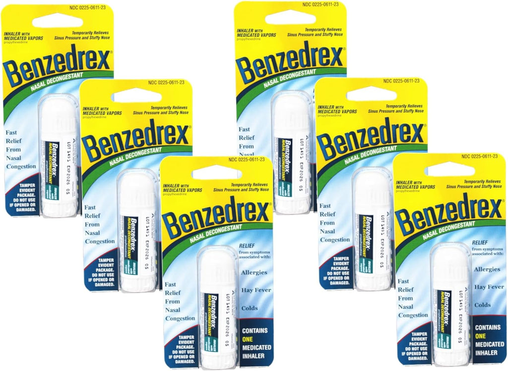 Benzedrex Inhalador Nasal Descongestivo - Pack de 6 | Alivio Rápido para Congestión y Sinusitis