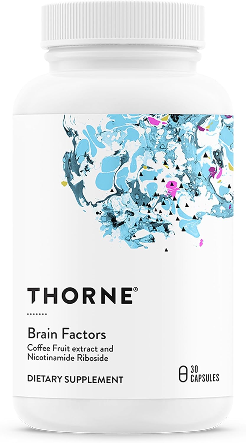 THORNE Brain Factors - Suplemento para la salud cerebral con Nicotinamida Ribósido, Extracto de Café y Betaína - Apoya el aprendizaje, la memoria y la cognición - 30 cápsulas