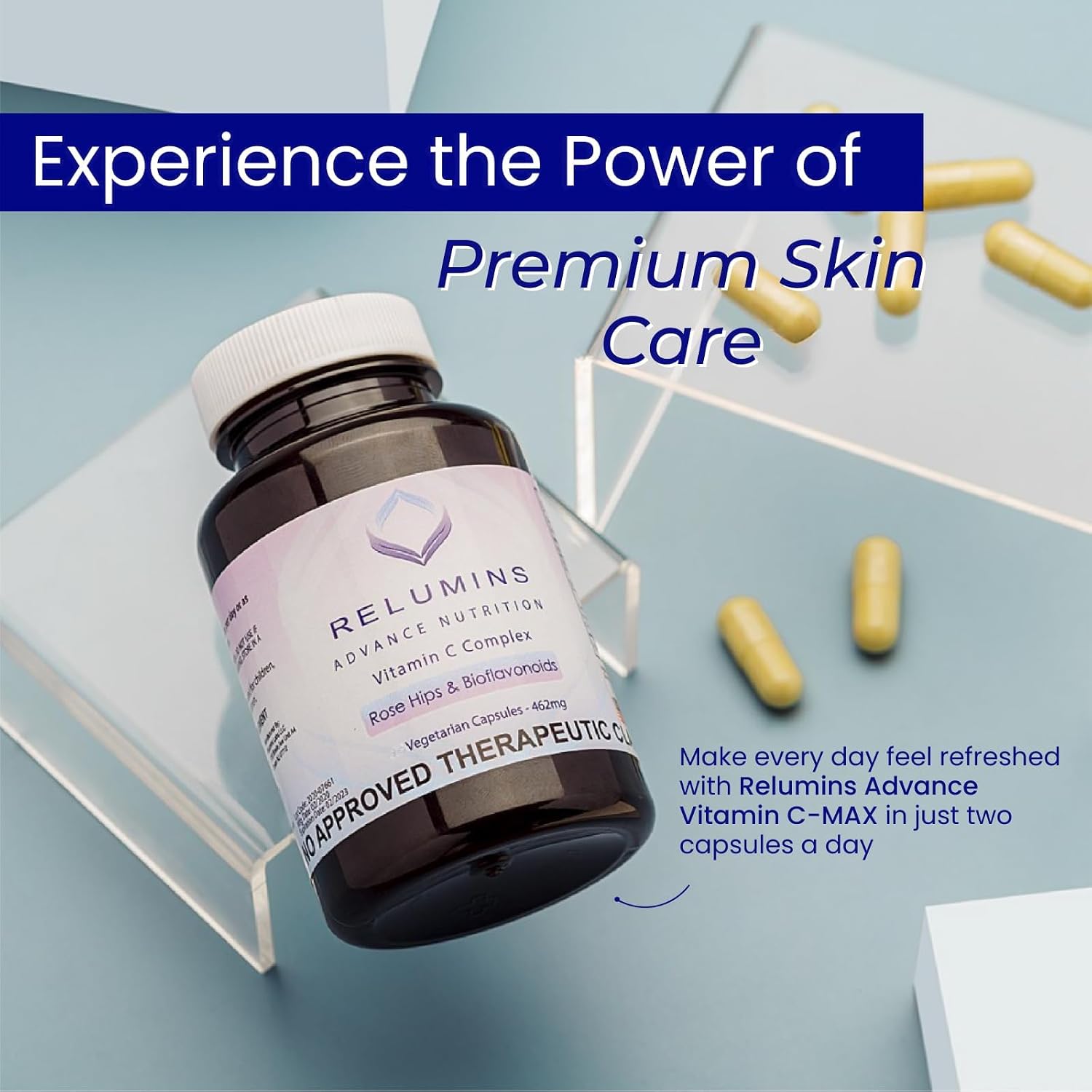 Relumins Advanced Vitamin C MAX Complex y Glutathione Booster - Set de 2 Botes de Cápsulas