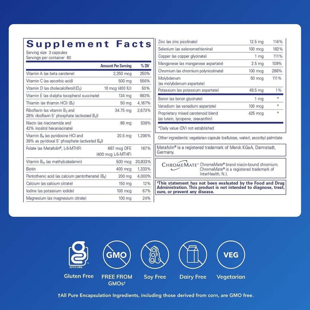 Pure Encapsulations Nutrient 950 Sin Hierro - 180 Cápsulas