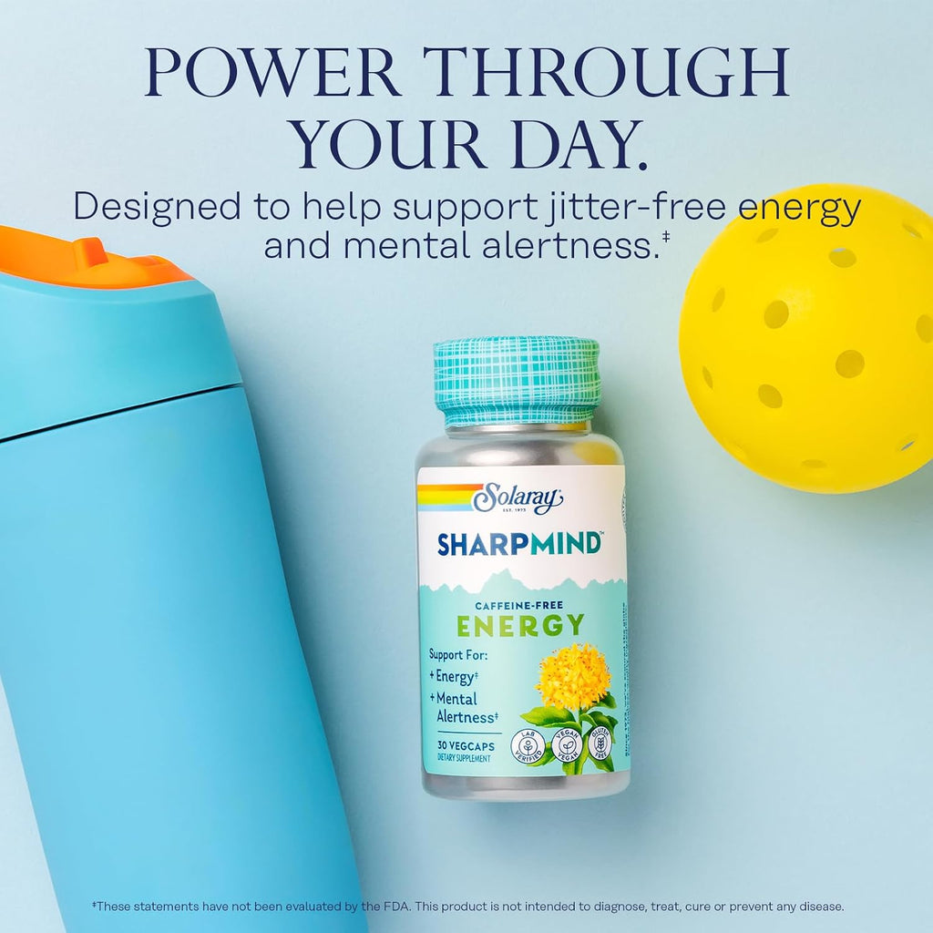 SOLARAY SharpMind Energy - Potenciador de Energía y Concentración, 30 Cápsulas Vegetales