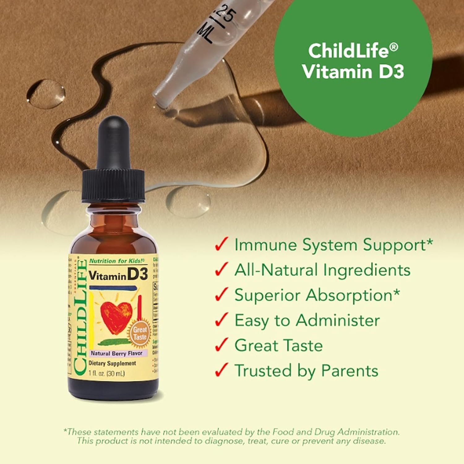 ChildLife Essentials - Vitamina D3 Sabor Arándanos 30 ml