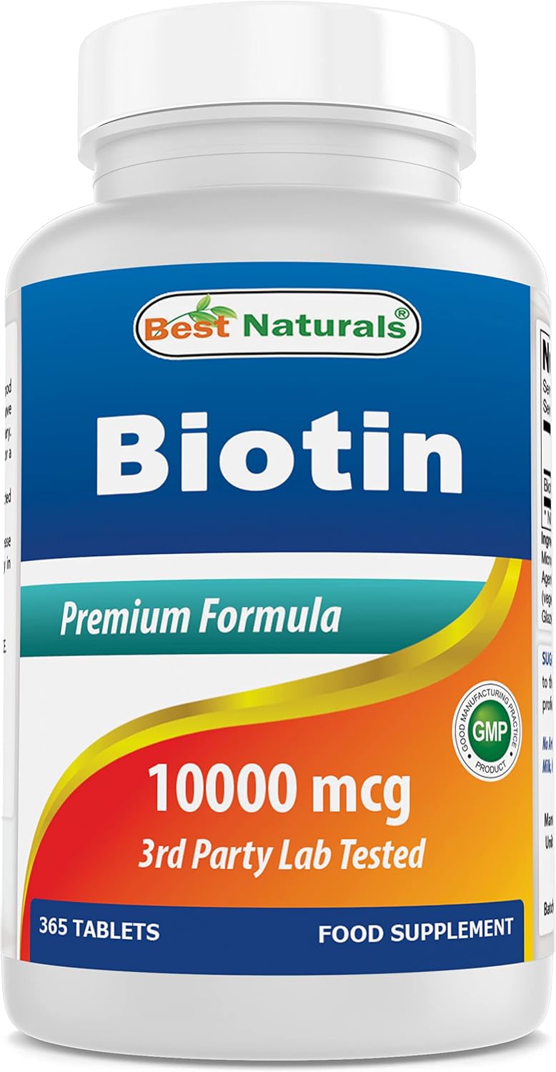 Best Naturals Biotina (Vitamina B7), 10.000 mcg, 365 comprimidos
