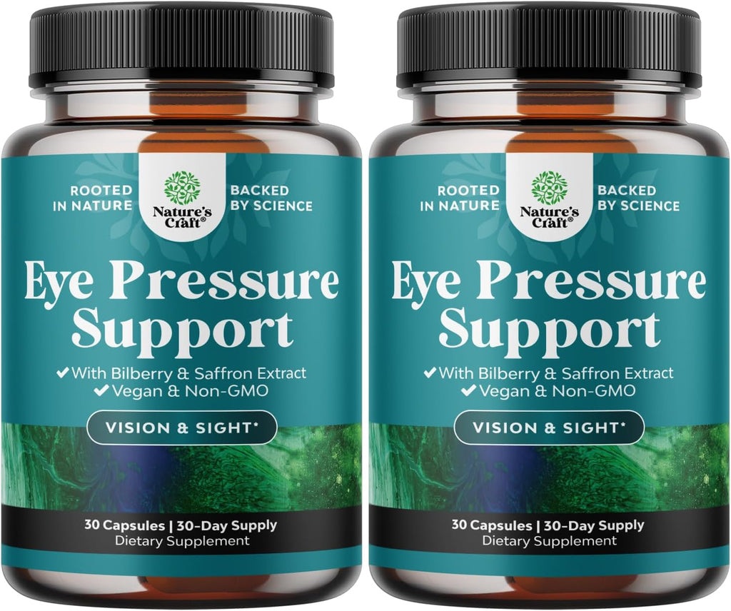 Natures Craft Eye Pressure Support con extracto de arándano - Suplemento vegano para la salud ocular - 30 cápsulas
