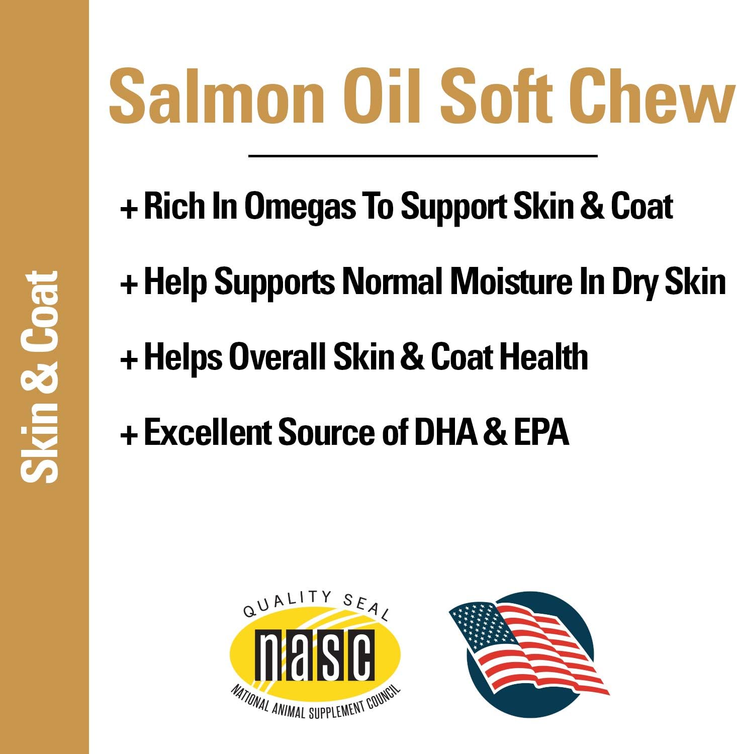 Vet Classics Aceite de Salmón para Perros y Gatos – Piel Sana y Pelaje Brillante – Omega 3, 6, 9, DHA, EPA – Soft Chews 90 uds