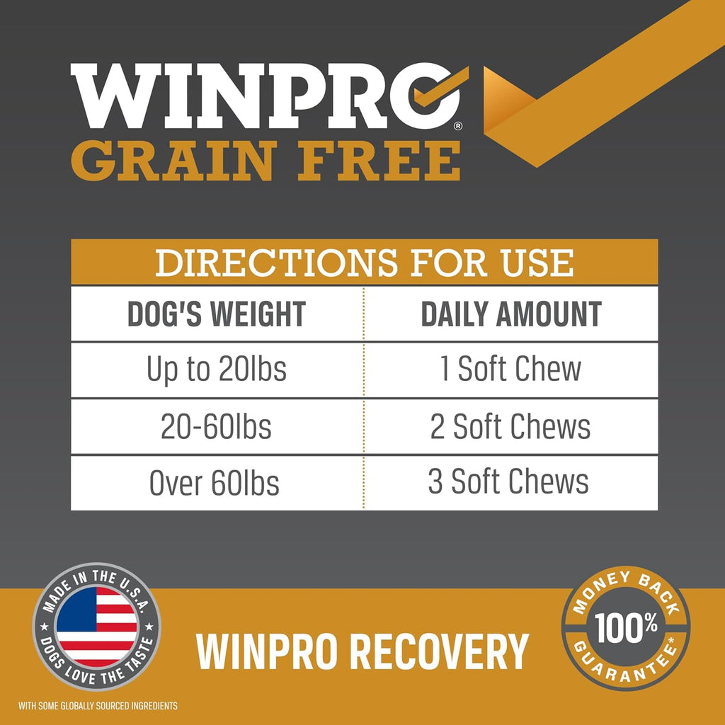 WINPRO Recovery Soft Chews para Perros, 60 masticables con plasma
