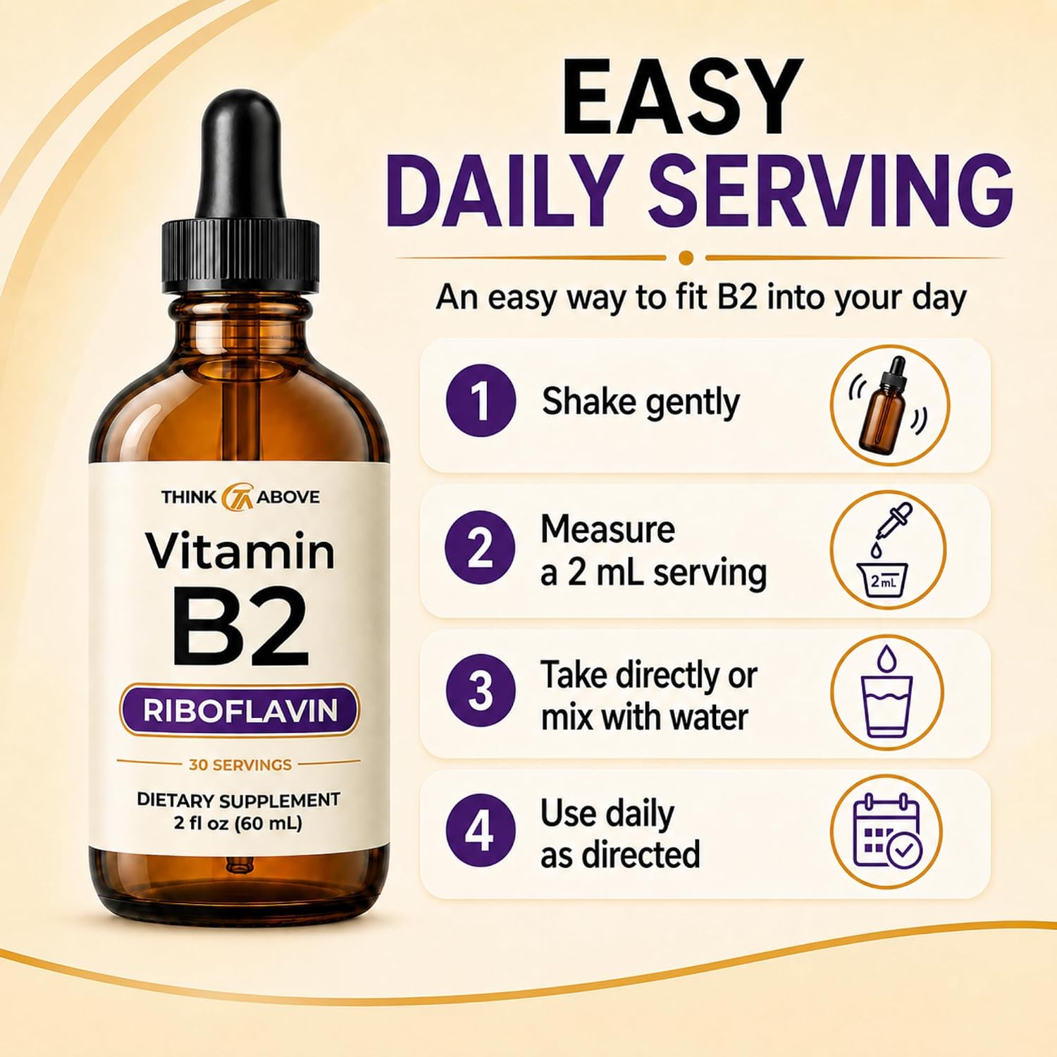 Think Above Vitamina B2 Riboflavina Gotas Líquidas - 60 ml