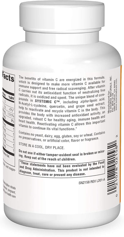 Source Naturals Systemic C, 500 mg - 120 Cápsulas – Image 2