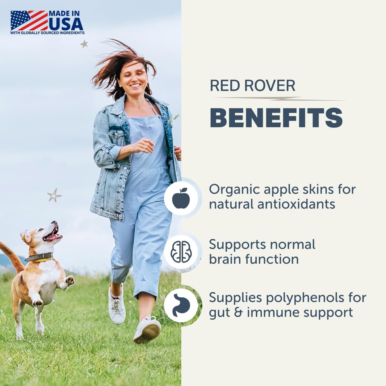 Red Rover - Dog Urinary Tract Supplement - with Vitamins from Organic Berries and Apple - Good Source of Polyphenols and Antioxidants - 30 Large Dog Servings